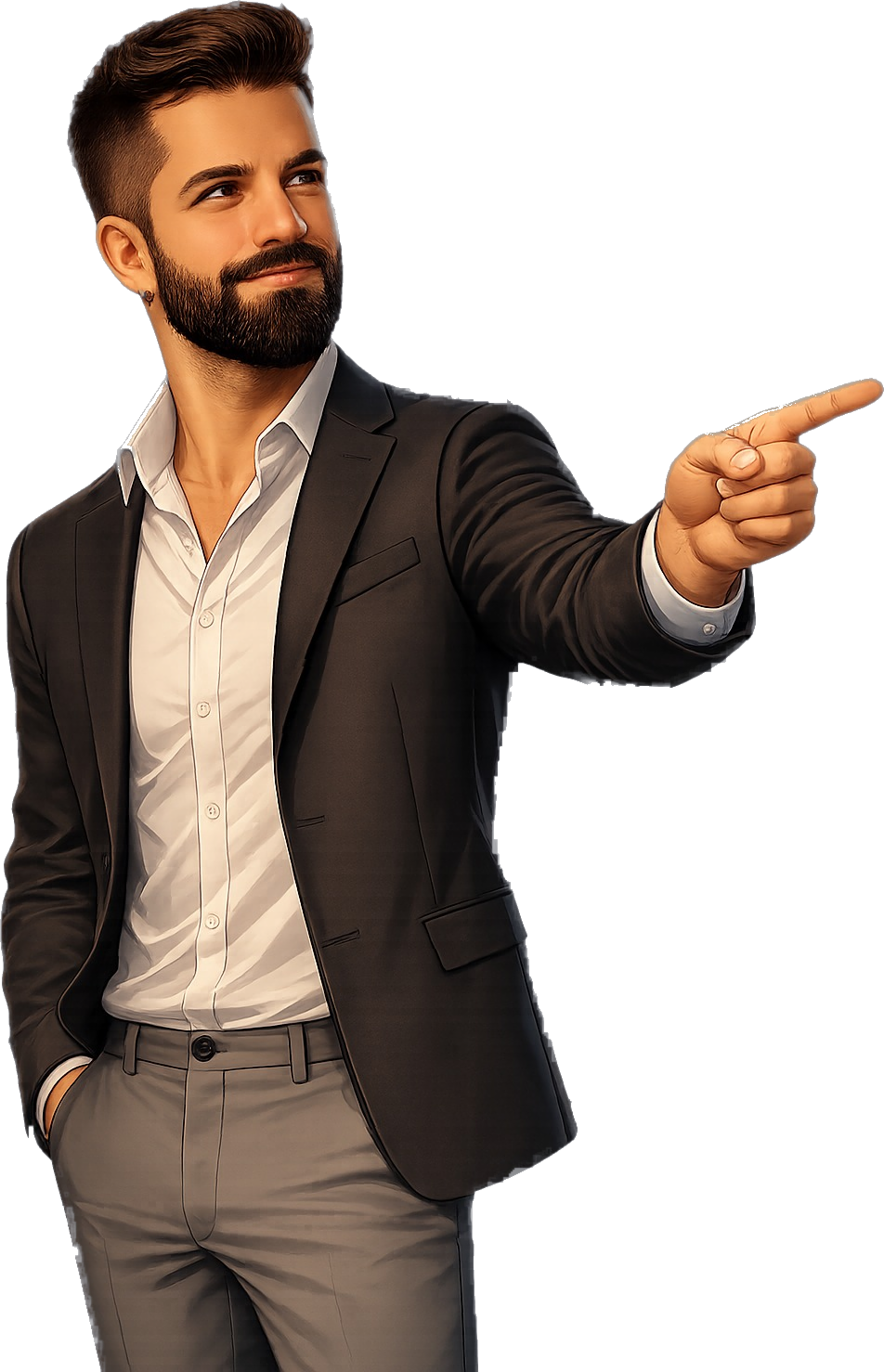 Consultor apontando para a calculadora